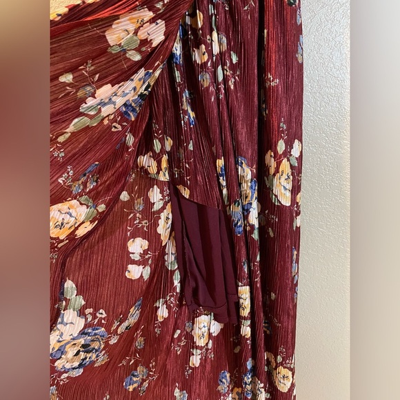 Lush Burgundy Fall Floral Maxi Dress - Picture 3 of 6